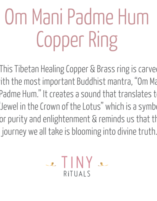 Load image into Gallery viewer, Om Mani Padme Hum Copper Ring by Tiny Rituals
