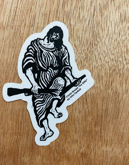 Load image into Gallery viewer, Christ Breaks The Rifle | Sticker by The Happy Givers
