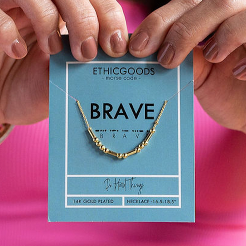 Load image into Gallery viewer, JOY | Morse Code Classic Gold Beaded Necklace by ETHICGOODS
