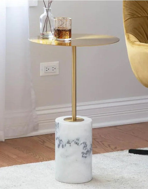 Load image into Gallery viewer, Side Table in Gold and Marble Stone by Blak Hom
