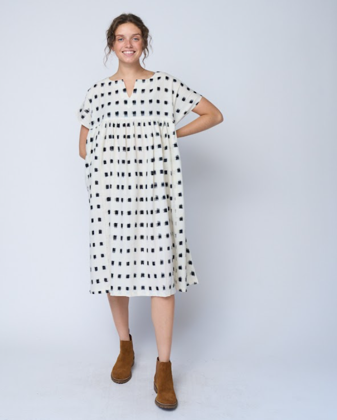 Meadow Dress - Ikat Squares by And For Good