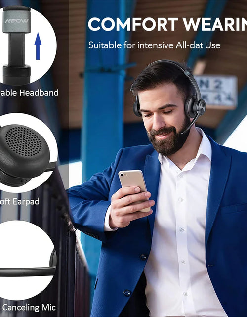Load image into Gallery viewer, Mpow HC9 Bluetooth 5.3 Headset For Call Center Office Upgraded Wireless Headphones 45H Long Life CVC 8.0 Noise Cancelling Mic
