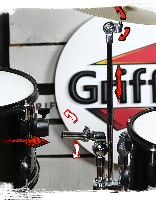 Load image into Gallery viewer, Double Tom Drum Stand with Cymbal Arm by GRIFFIN - Drummers Percussion Set Hardware Kit by GeekStands.com
