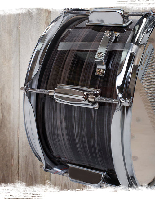 Load image into Gallery viewer, Popcorn Snare Drum by GRIFFIN - Firecracker Acoustic 10" x 6" Poplar Shell with Zebra Wood PVC by GeekStands.com

