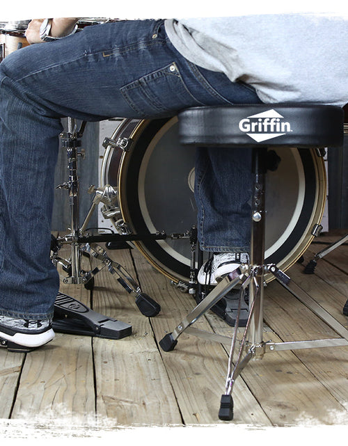 Load image into Gallery viewer, Drum Throne Stand by GRIFFIN | Padded Drummer’s Seat | Comfortable Drum Set Percussion Chair for Adults | Professional Musicians Guitar Stool Double Braced Hardware for Practice with Adjustable Height by GeekStands.com
