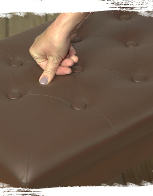 Load image into Gallery viewer, GRIFFIN Brown Wood PU Leather Piano Bench - Double Vintage Design, Ergonomic Chair Musicians Keyboard Stool - Cushion Duet Seat &amp; Sheet Music Storage by GeekStands.com
