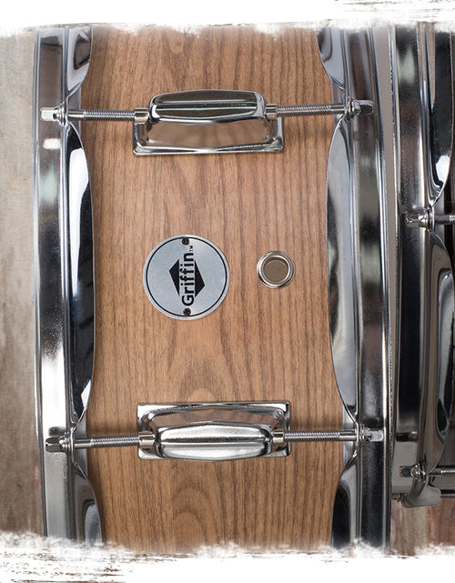 Load image into Gallery viewer, Oak Wood Snare Drum by GRIFFIN - PVC on Poplar Wood Shell 14" x 5.5" - Percussion Musical Instrument by GeekStands.com
