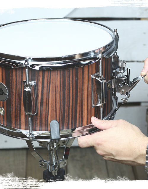 Load image into Gallery viewer, GRIFFIN Firecracker Snare Drum - Acoustic Popcorn 10" x 6" Poplar Mini Wood Shell &amp; Black Hickory PVC - Concert Marching Percussion Musical Instrument by GeekStands.com
