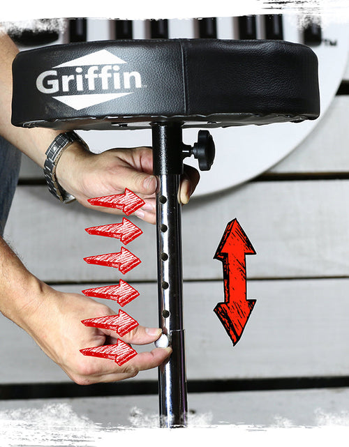 Load image into Gallery viewer, Drum Throne Stand by GRIFFIN | Padded Drummer’s Seat | Comfortable Drum Set Percussion Chair for Adults | Professional Musicians Guitar Stool Double Braced Hardware for Practice with Adjustable Height by GeekStands.com
