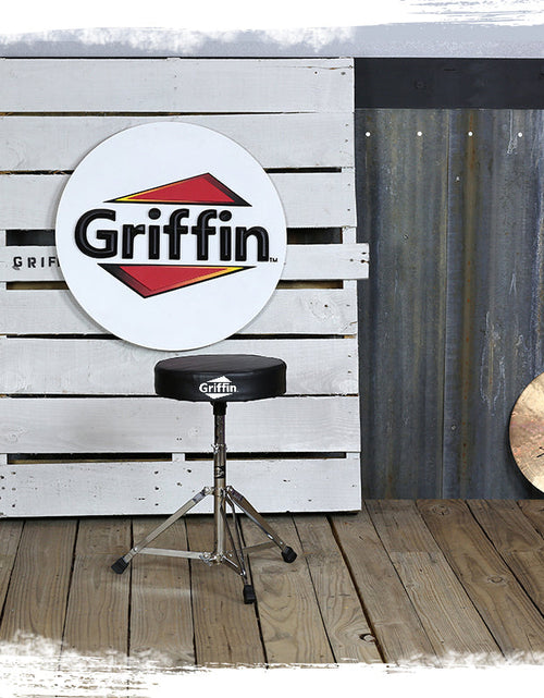 Load image into Gallery viewer, Drum Throne Stand by GRIFFIN | Padded Drummer’s Seat | Comfortable Drum Set Percussion Chair for Adults | Professional Musicians Guitar Stool Double Braced Hardware for Practice with Adjustable Height by GeekStands.com
