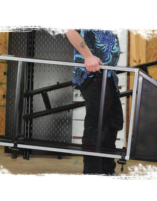 Load image into Gallery viewer, DJ Booth Tabletop With 8FT Lighting Truss Stand Package by FAT TOAD - Foldable Panel Portable Stage Platform Facade Scrim Cover, Video Light Display by GeekStands.com
