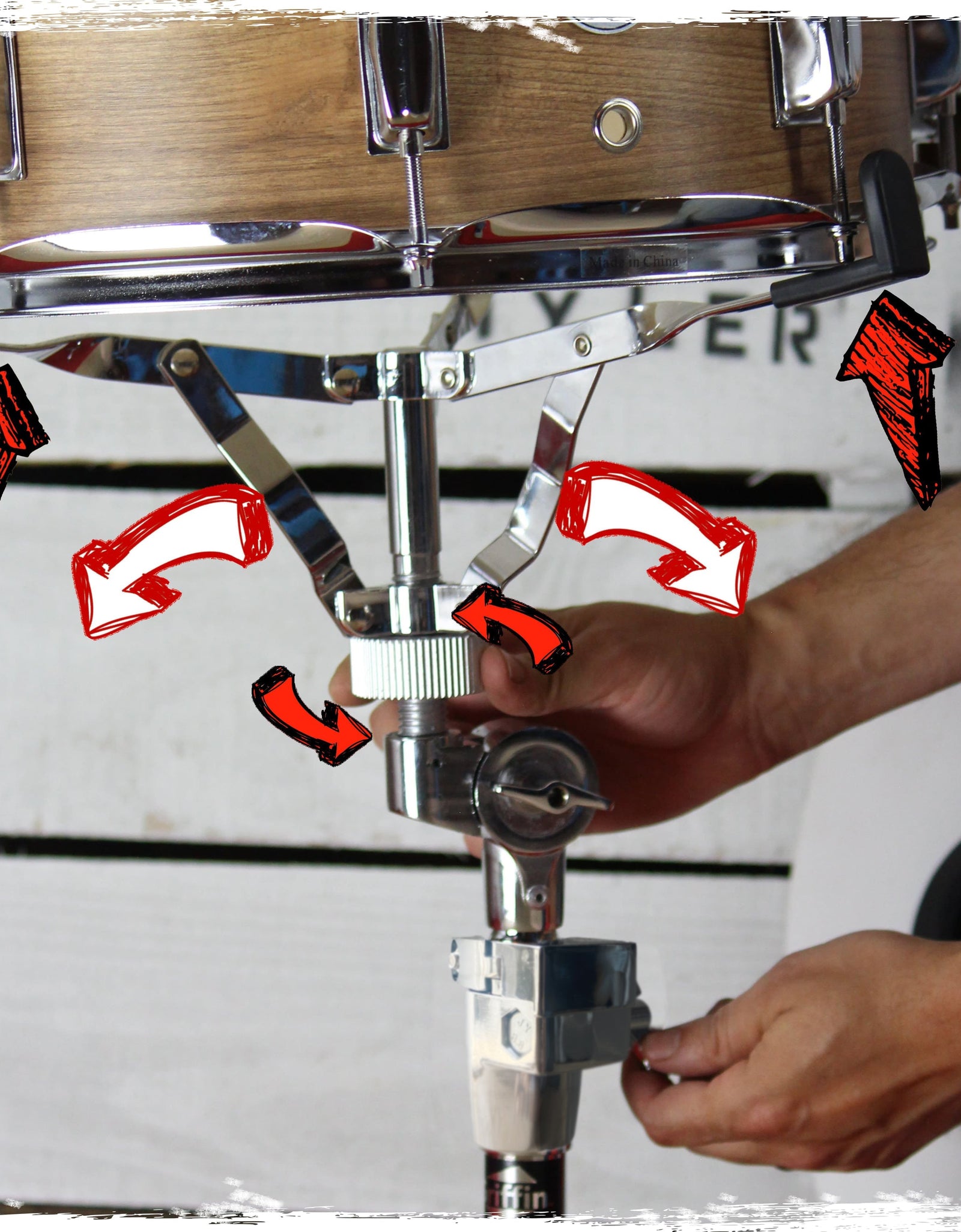 Premium Snare Drum Stand by GRIFFIN - Double Braced Heavy-Duty Weight Mount for Snares, Tom Drums & Adjustable Practice Pad - Percussion Hardware Kit by GeekStands.com