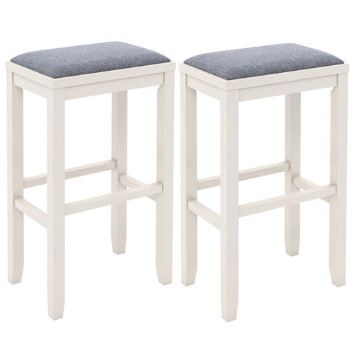 Load image into Gallery viewer, 2 Pieces 31 Inch Upholstered Bar Stool Set with Solid Rubber Wood Frame and Footres-Griege
