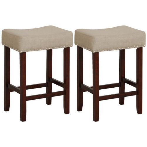 Load image into Gallery viewer, Set of 2 24 Inch Bar Stool with Curved Seat Cushions-Beige
