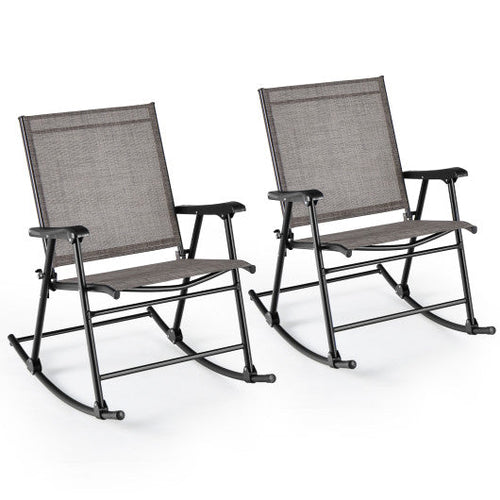Load image into Gallery viewer, Set of 2 Folding Rocking Chair with Breathable Seat Fabric-Set of 2
