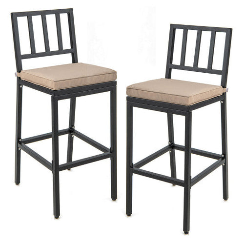 Load image into Gallery viewer, Set of 2 Patio Bar Chairs with Detachable Cushion and Footrest-Vertical Stripes
