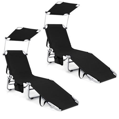 Load image into Gallery viewer, Set of 2 Portable Reclining Chair with 5 Adjustable Positions-Black
