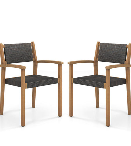 Set of 2 Stackable Outdoor Wicker Dining Chair