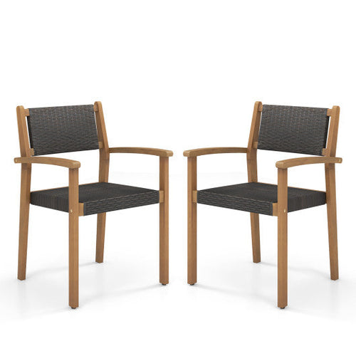 Load image into Gallery viewer, Set of 2 Stackable Outdoor Wicker Dining Chair
