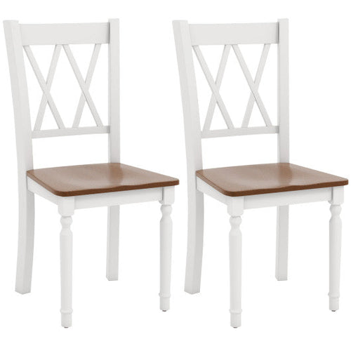 Load image into Gallery viewer, Set of 2 Wooden Farmhouse Kitchen Chairs with Rubber Wood Seat-2 Pieces
