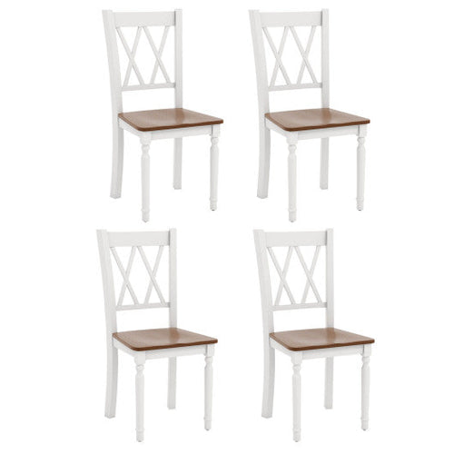 Load image into Gallery viewer, Set of 4 Wooden Farmhouse Kitchen Chairs with Rubber Wood Seat
