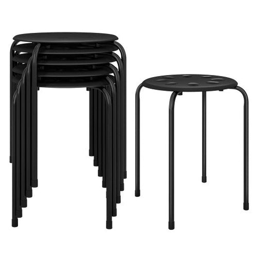 Load image into Gallery viewer, Set of 6 Portable Plastic Stack Stools-Black
