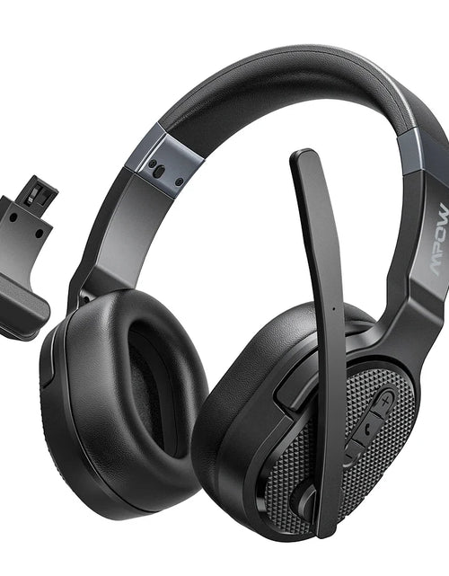 Load image into Gallery viewer, Mpow E65 2 in 1 Wireless Headphones Bluetooth 5.3 Dual/Single Office Headset with Microphone&amp;Mute Switch 35H for Trucker Driver
