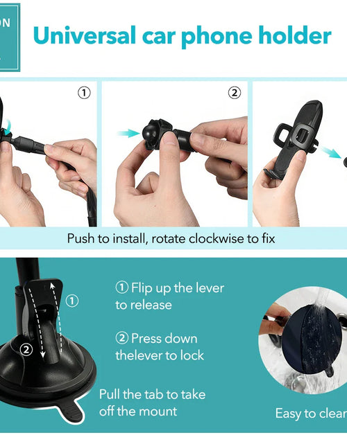 Load image into Gallery viewer, Mpow CA104 Universal Car Phone Mount Windshield Dashboard Car Phone Holder with Long Gooseneck for iPhone 14 15 Plus Samsung
