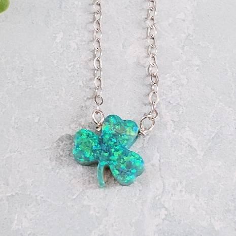 Load image into Gallery viewer, Shamrock Good Luck Charm Necklace by Salt and Sparkle
