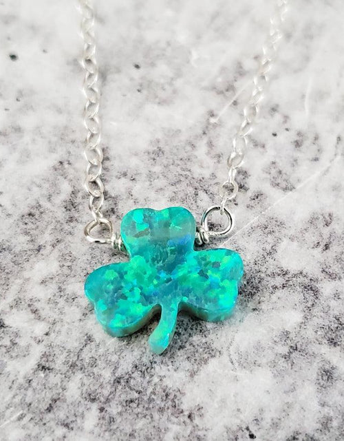 Load image into Gallery viewer, Shamrock Good Luck Charm Necklace by Salt and Sparkle
