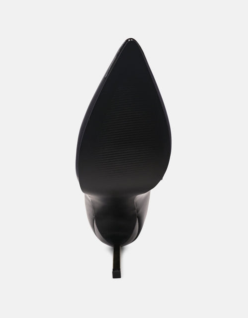 Load image into Gallery viewer, siren patent faux leather bootie by London Rag
