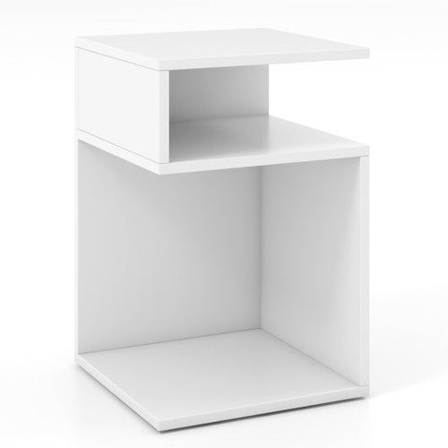 Load image into Gallery viewer, S-Shaped Side Table with Unique S-shaped Frame and 2 Open Compartments-White
