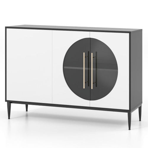 Load image into Gallery viewer, Sideboard Cabinet with Tempered Glass Door for Living Room Dining Room Kitchen-White
