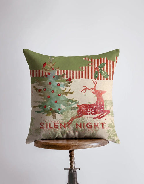 Load image into Gallery viewer, Silent Night | Red Reindeer | Merry Christmas | Throw Pillow | Christmas Pillow | Home Decor | Christmas Décor | Christmas tree | Christmas Gifts by UniikPillows
