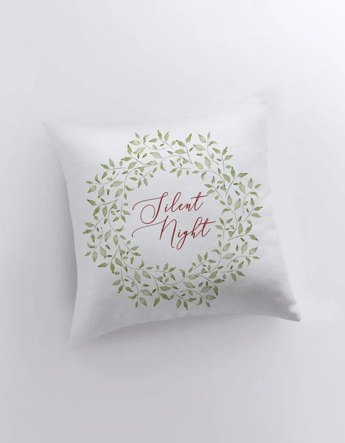 Load image into Gallery viewer, Silent Night Leaf Wreath | Throw Pillow | Christmas Pillow | Home Decor | Christmas Throw Pillows | Home Decor Modern | Farmhouse Decor by UniikPillows
