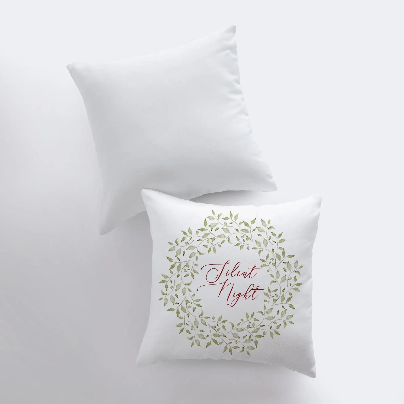 Silent Night Leaf Wreath | Throw Pillow | Christmas Pillow | Home Decor | Christmas Throw Pillows | Home Decor Modern | Farmhouse Decor by UniikPillows