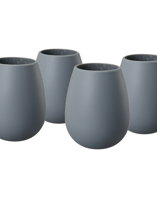 Load image into Gallery viewer, Unbreakable Silicone Stemless Wine Glassware | Set of 4 | Reusable &amp; Shatterproof Tumbler Drinkware for Wine, Water, Cocktails, Champagne Glass for Parties, Camping, Beaches, Boats - (Dark Grey) by The Wine Savant
