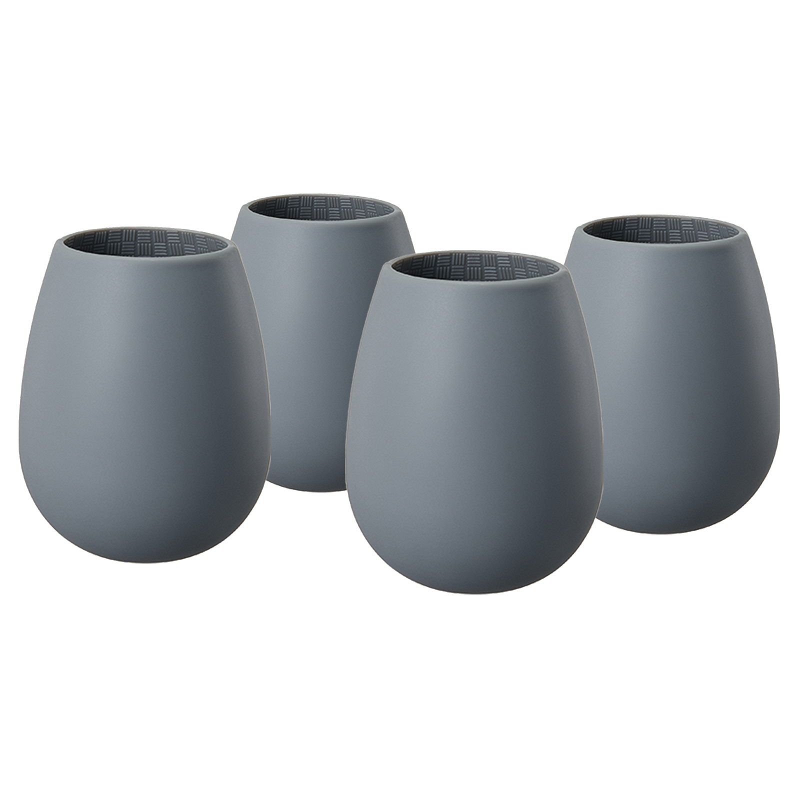 Unbreakable Silicone Stemless Wine Glassware | Set of 4 | Reusable & Shatterproof Tumbler Drinkware for Wine, Water, Cocktails, Champagne Glass for Parties, Camping, Beaches, Boats - (Dark Grey) by The Wine Savant