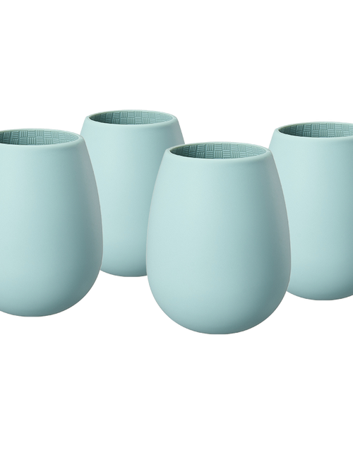 Load image into Gallery viewer, Unbreakable Silicone Stemless Wine Glassware | Set of 4 | Reusable &amp; Shatterproof Tumbler Drinkware for Wine, Water, Cocktails, Champagne Glass for Parties, Camping, Beaches, Boats - (Light Blue) by The Wine Savant
