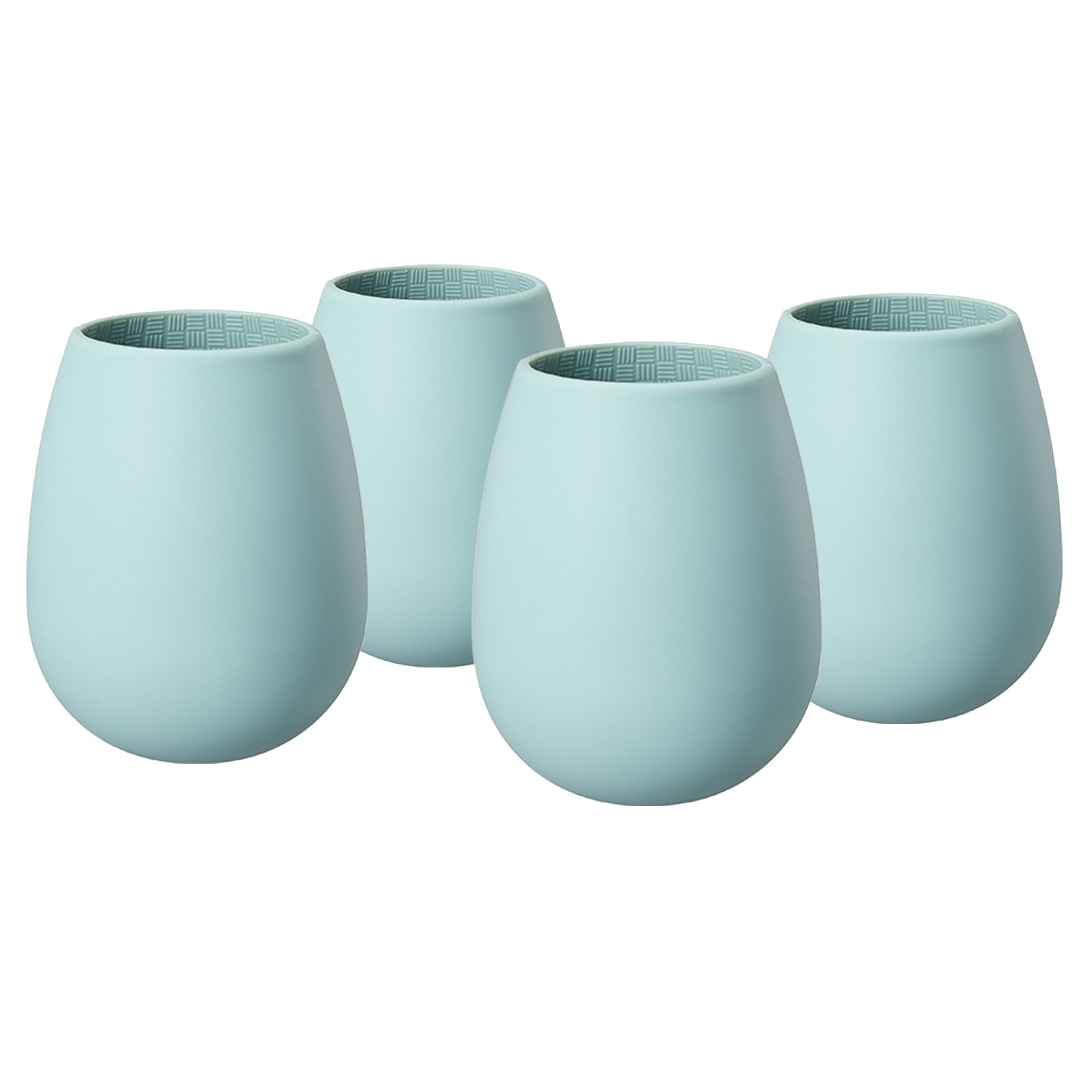 Unbreakable Silicone Stemless Wine Glassware | Set of 4 | Reusable & Shatterproof Tumbler Drinkware for Wine, Water, Cocktails, Champagne Glass for Parties, Camping, Beaches, Boats - (Light Blue) by The Wine Savant