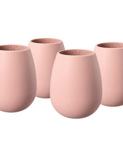Load image into Gallery viewer, Unbreakable Silicone Stemless Wine Glassware | Set of 4 | Reusable &amp; Shatterproof Tumbler Drinkware for Wine, Water, Cocktails, Champagne Glass for Parties, Camping, Beaches, Boats - (Pink) by The Wine Savant
