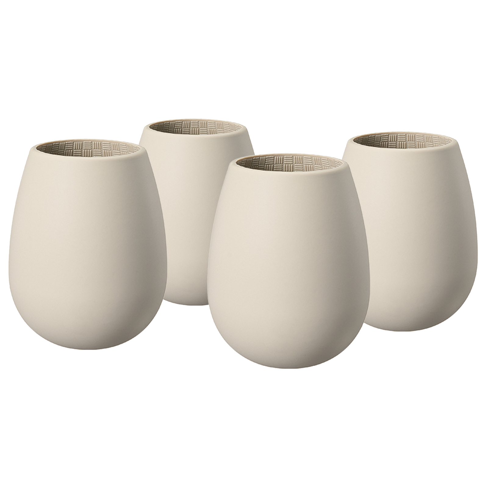 Unbreakable Silicone Stemless Wine Glassware | Set of 4 | Reusable & Shatterproof Tumbler Drinkware for Wine, Water, Cocktails, Champagne Glass for Parties, Camping, Beaches, Boats - (Tan) by The Wine Savant