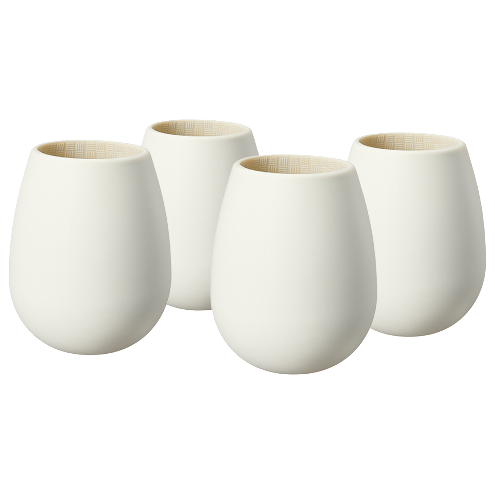 Unbreakable Silicone Stemless Wine Glassware | Set of 4 | Reusable & Shatterproof Tumbler Drinkware for Wine, Water, Cocktails, Champagne Glass for Parties, Camping, Beaches, Boats - (White) by The Wine Savant