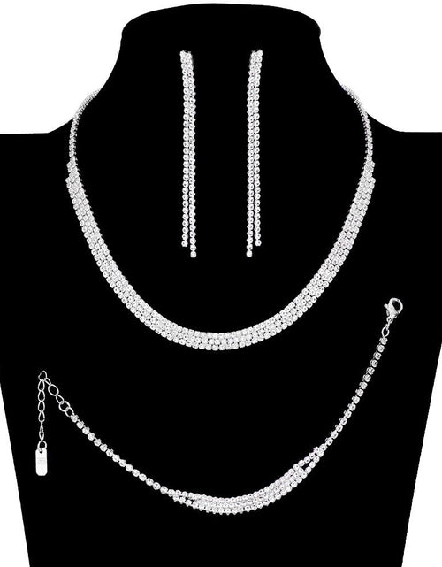 Load image into Gallery viewer, 3PCS Rhinestone Crystal Fringe Necklace Jewelry Set by Madeline Love
