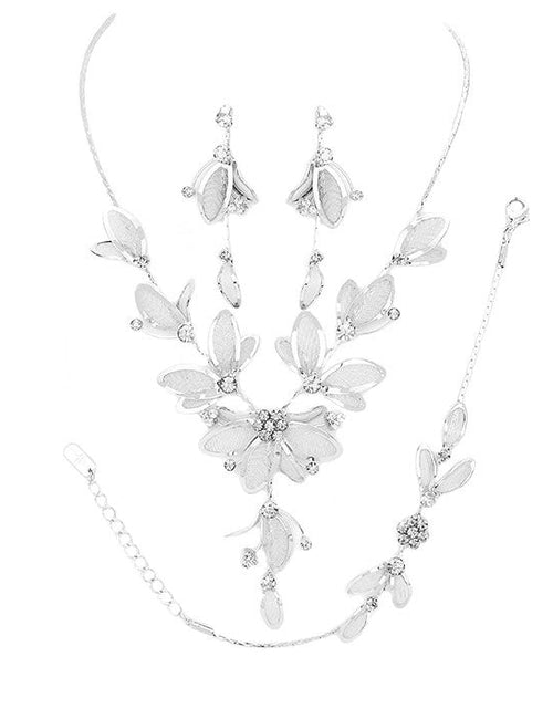Load image into Gallery viewer, Stone Accented Metal Mesh Petal Jewelry Set by Madeline Love
