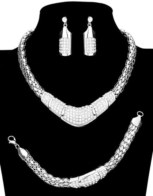 Load image into Gallery viewer, 3PCS Rhinestone Pave Metal Chain Necklace Set by Madeline Love
