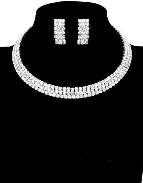 Load image into Gallery viewer, 3 Rows Rhinestone Open Choker Necklace by Madeline Love
