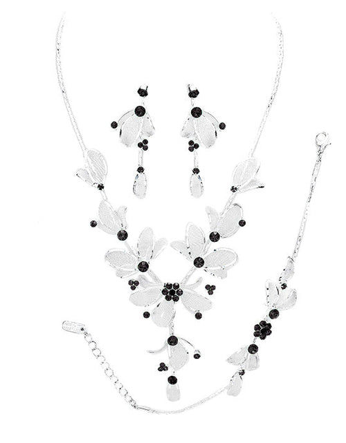 Load image into Gallery viewer, Stone Accented Metal Mesh Petal Jewelry Set by Madeline Love
