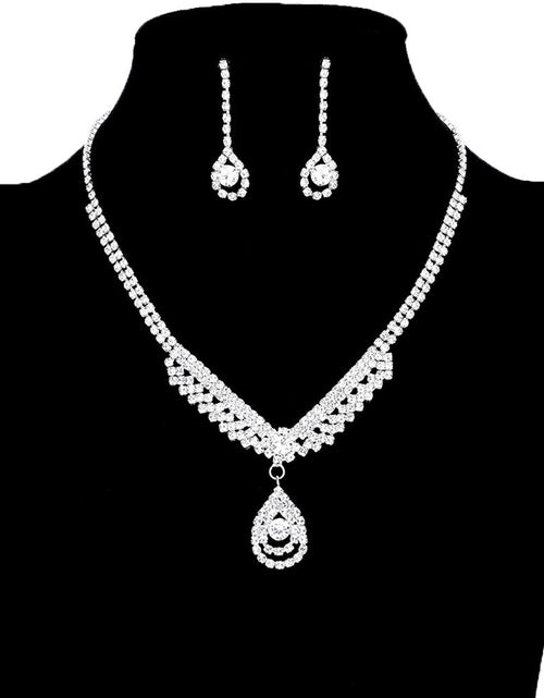 Load image into Gallery viewer, Crystal Rhinestone Teardrop Pave Necklace by Madeline Love
