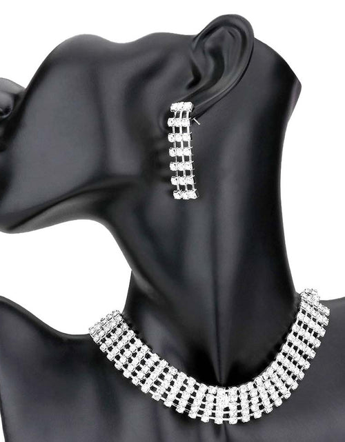 Load image into Gallery viewer, Crystal Rhinestone Choker Evening Necklace by Madeline Love
